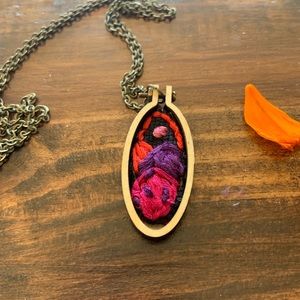 Embroidered scenery necklace